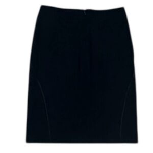 THEORY Black Wool Blend Pencil Skirt Satin Trim Detail 0 XS Work Party Classic